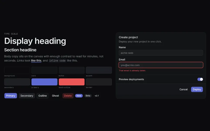 Linear Dark (design system) preview