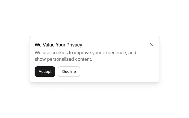 Notification: button, cookies, gdpr preview